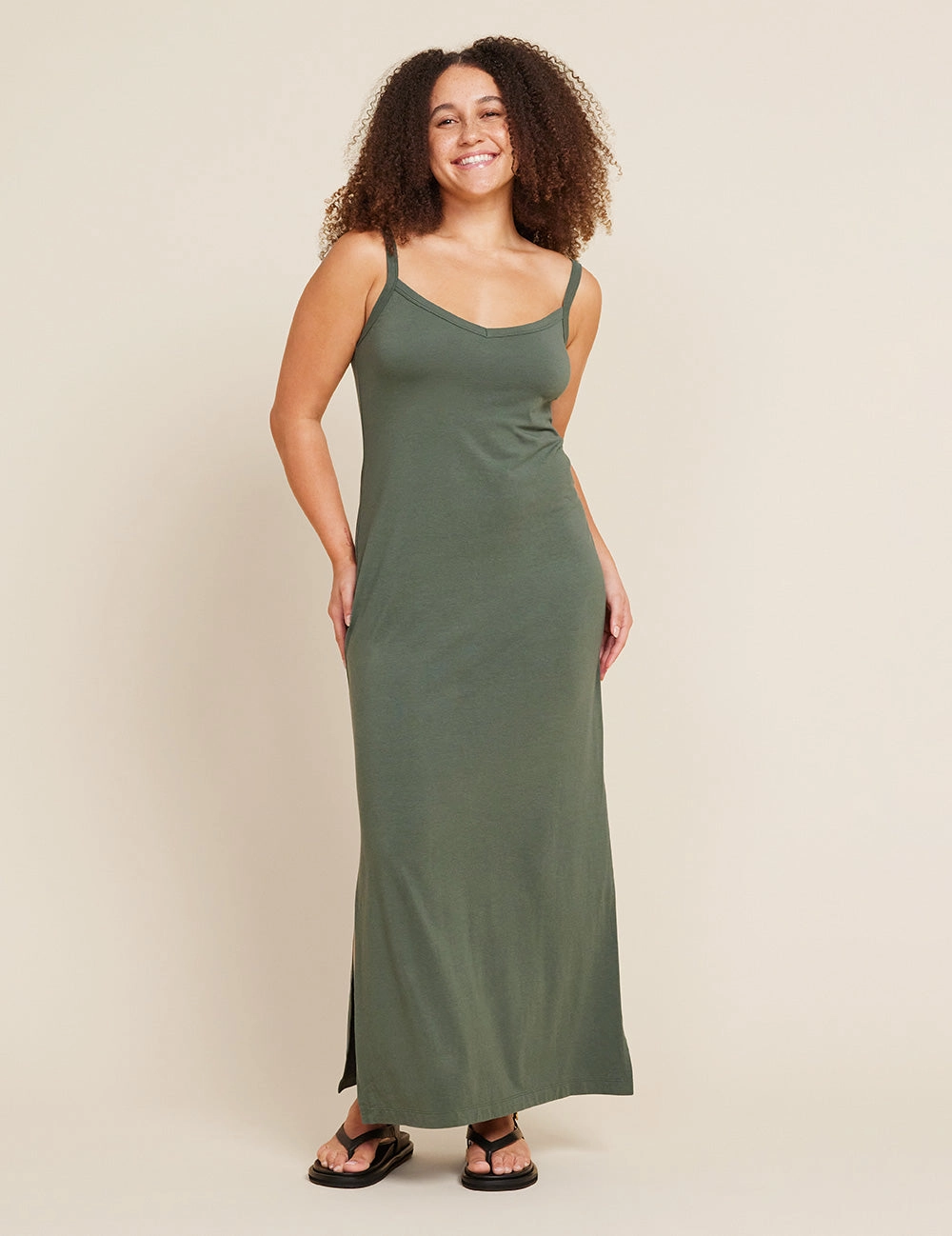 Business Outfit Beach Ready V-Neck Slip Dress - Moss