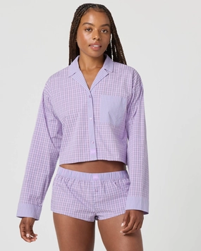 Plaid Crop Shirt PunctureResistant Fabric Soft Motion