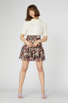 elastic waistband Embossed Detail Natalie Flippy Skirt