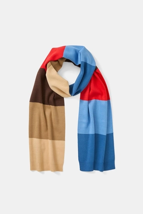 Blue Striped Knit Scarf relaxed shape Cold-Weather Apparel