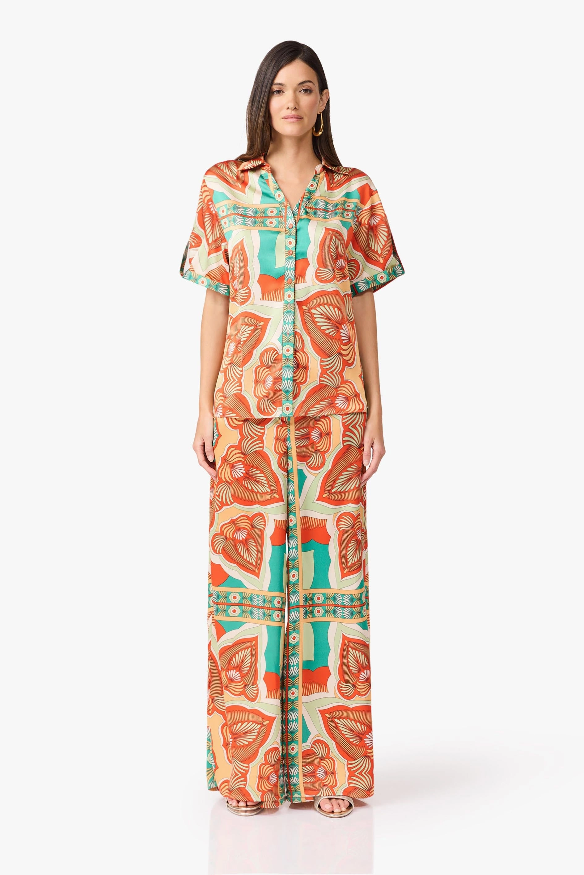 Casual Tones Sophisticated Touch Neomi Satin Set in Orange