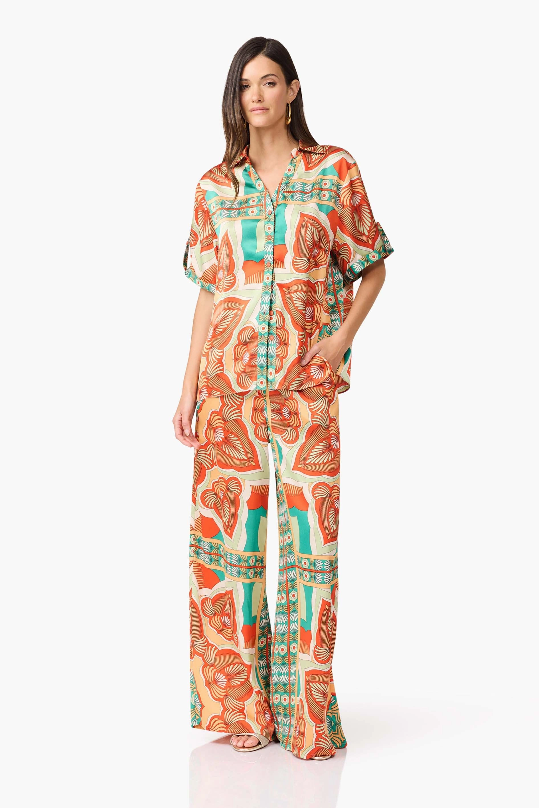 Neomi Satin Set in Orange Easy Lovely Subtle Detail