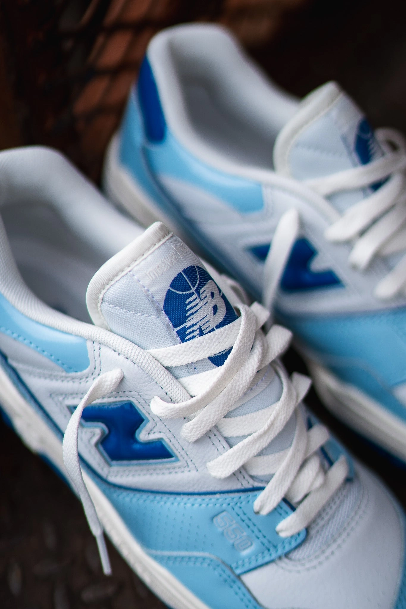 Mens New Balance 550 (White/Powder Blue) - BB550YKE Flat Lace Outdoor Motion