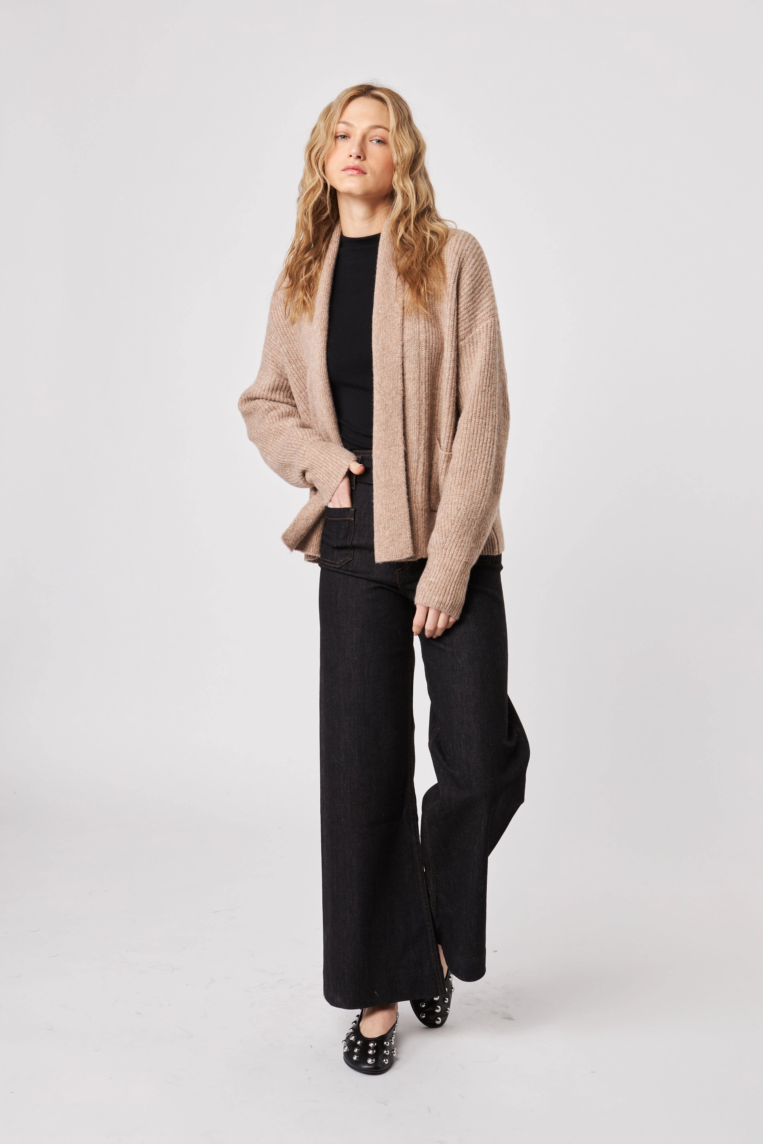 Layered Hem Details LowMaintenance NOAH OPEN CARDIGAN