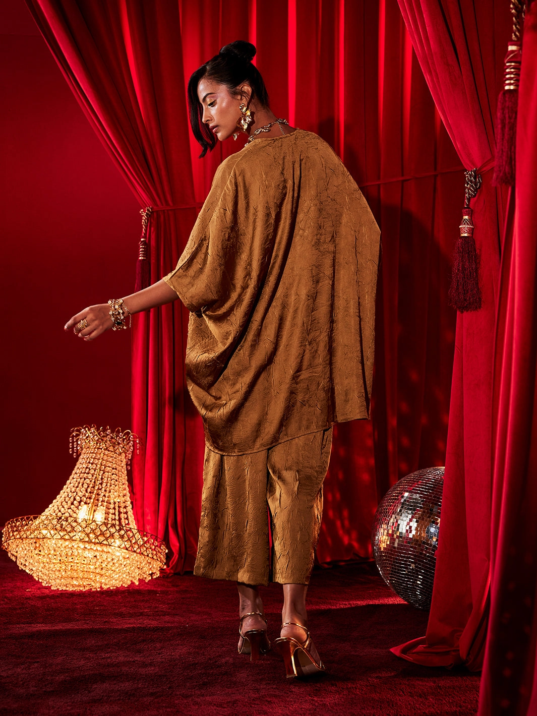 Hand-Wash Mood Look Ochre Embroidered Co-ord Set