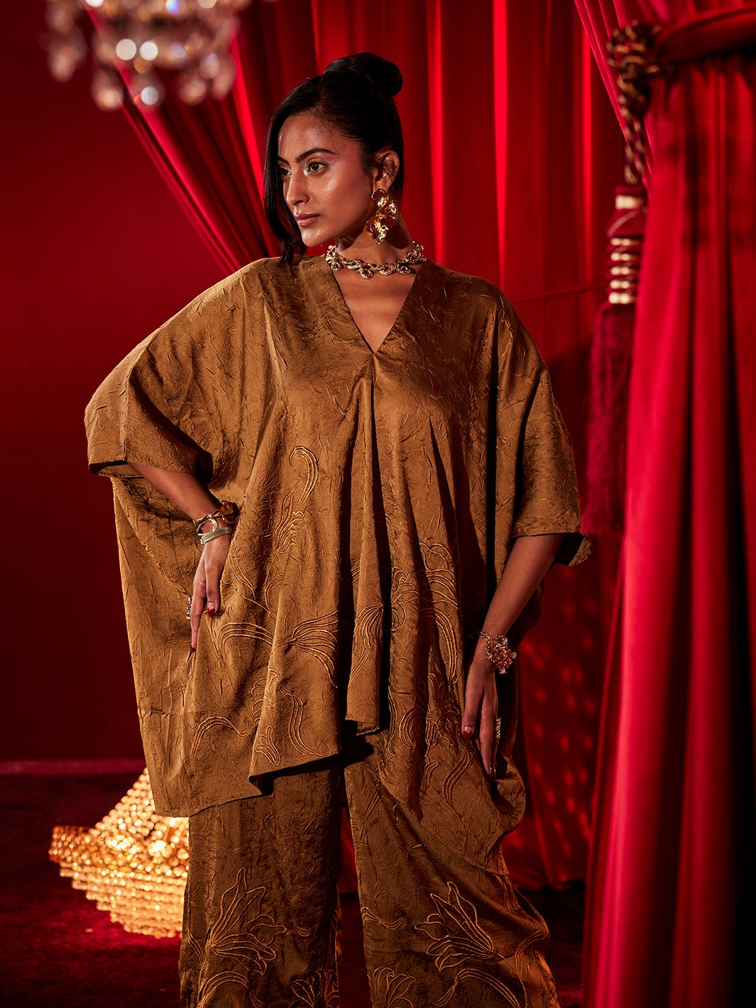 Work Comfort Ochre Embroidered Co-ord Set