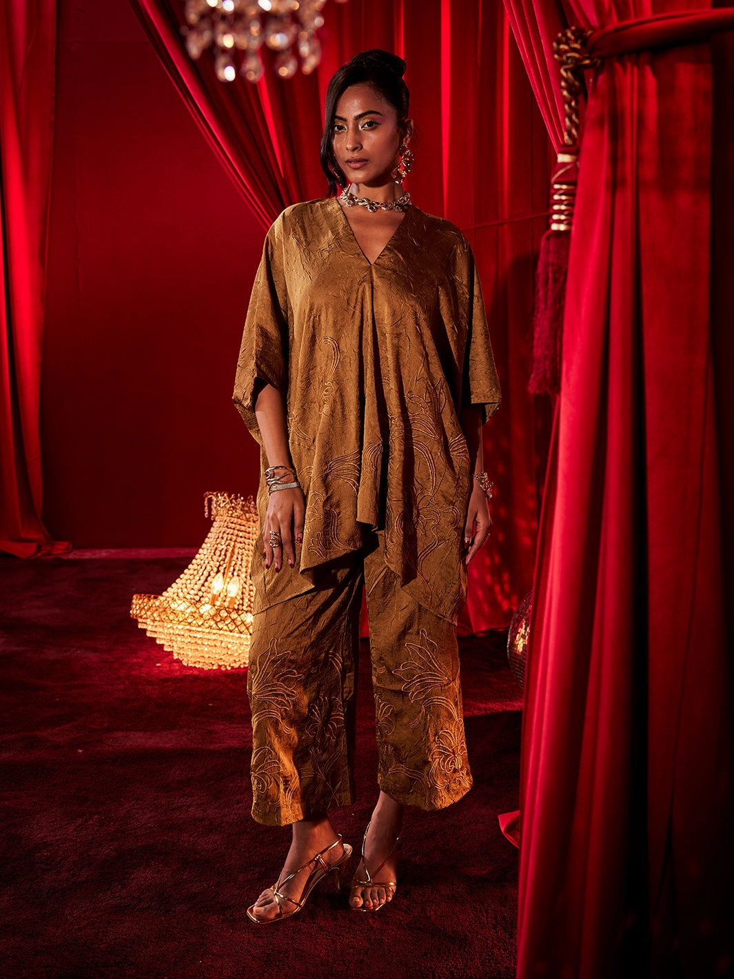 Ochre Embroidered Co-ord Set Move Free