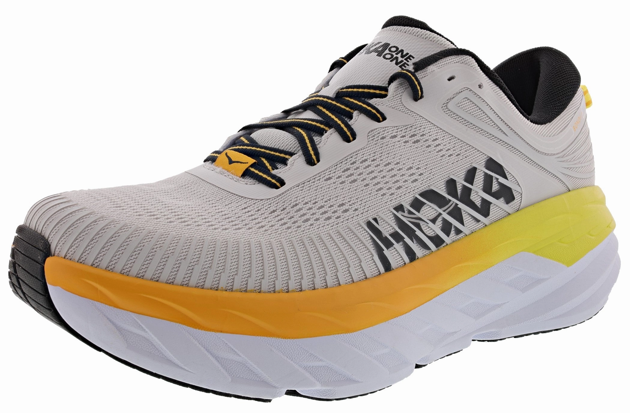 Stabilizing Frame Energy Redirecting Grooves Hoka Men's Ultra Marathon Cushioned Running Shoes Bondi 7