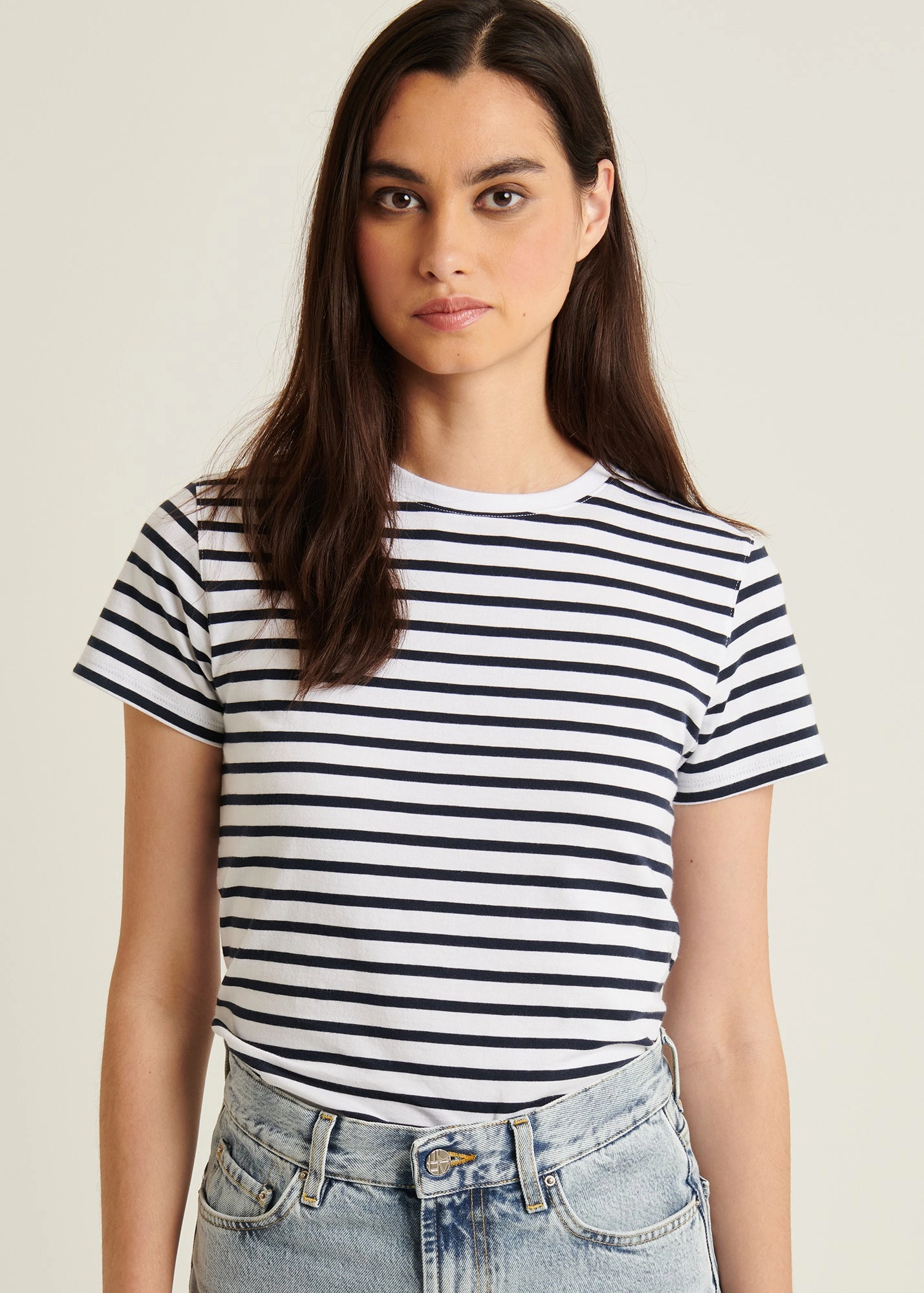 Rush Mode Soft Blouse SHORT SLEEVE ICONIC CLASSIC STRIPE CREW TEE