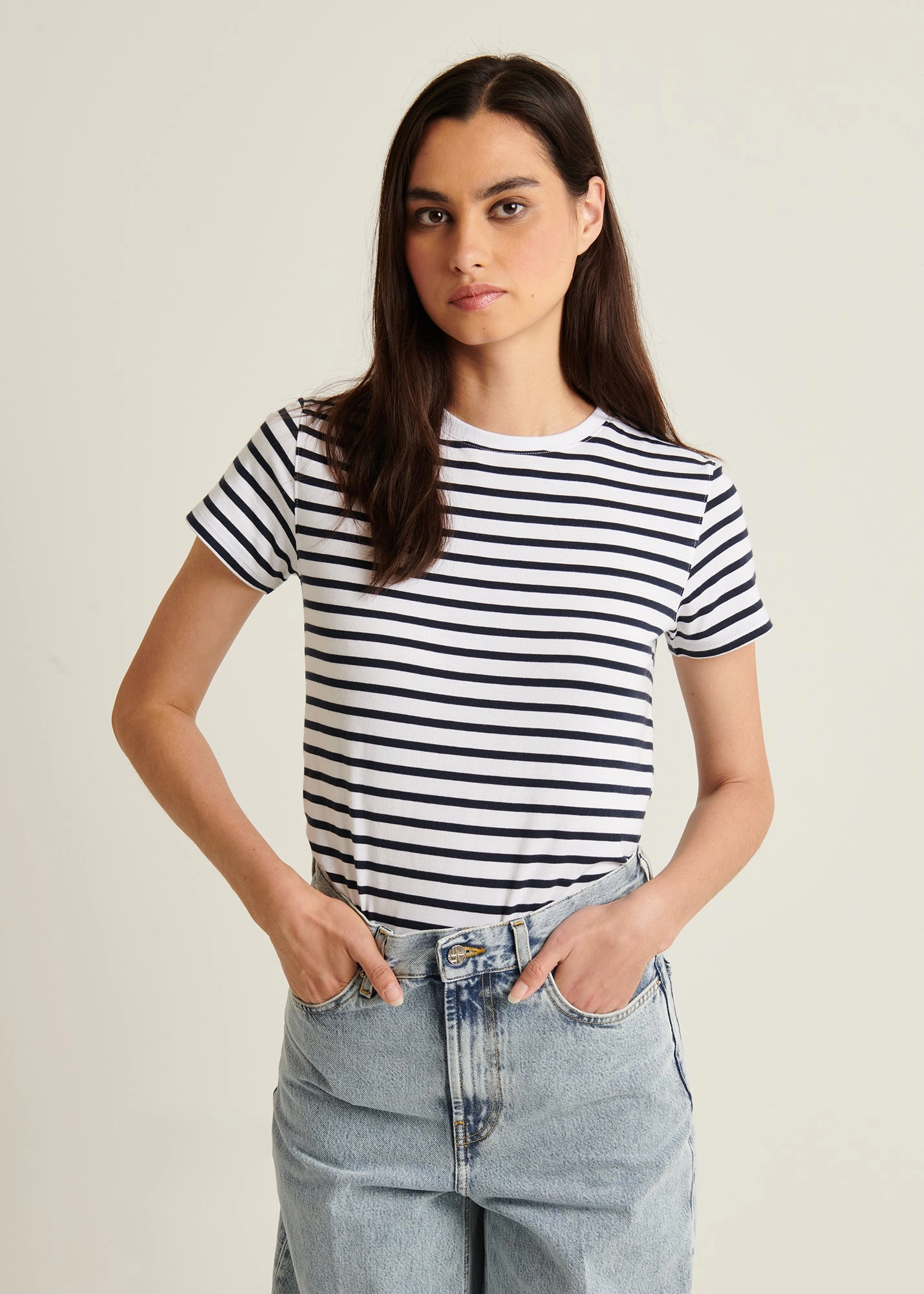 Web Glow SHORT SLEEVE ICONIC CLASSIC STRIPE CREW TEE