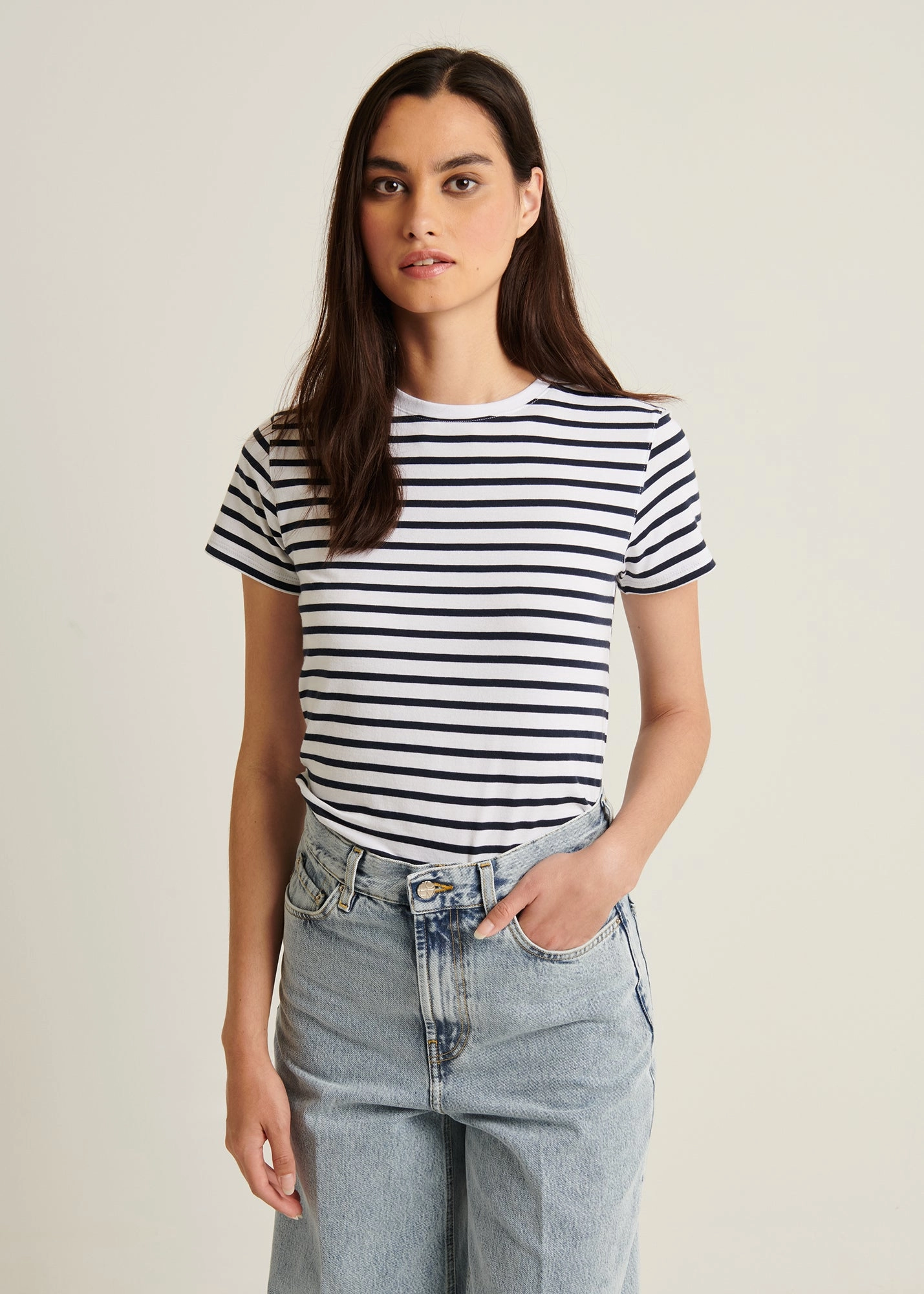 SHORT SLEEVE ICONIC CLASSIC STRIPE CREW TEE Winter Wear Stylish Jumper