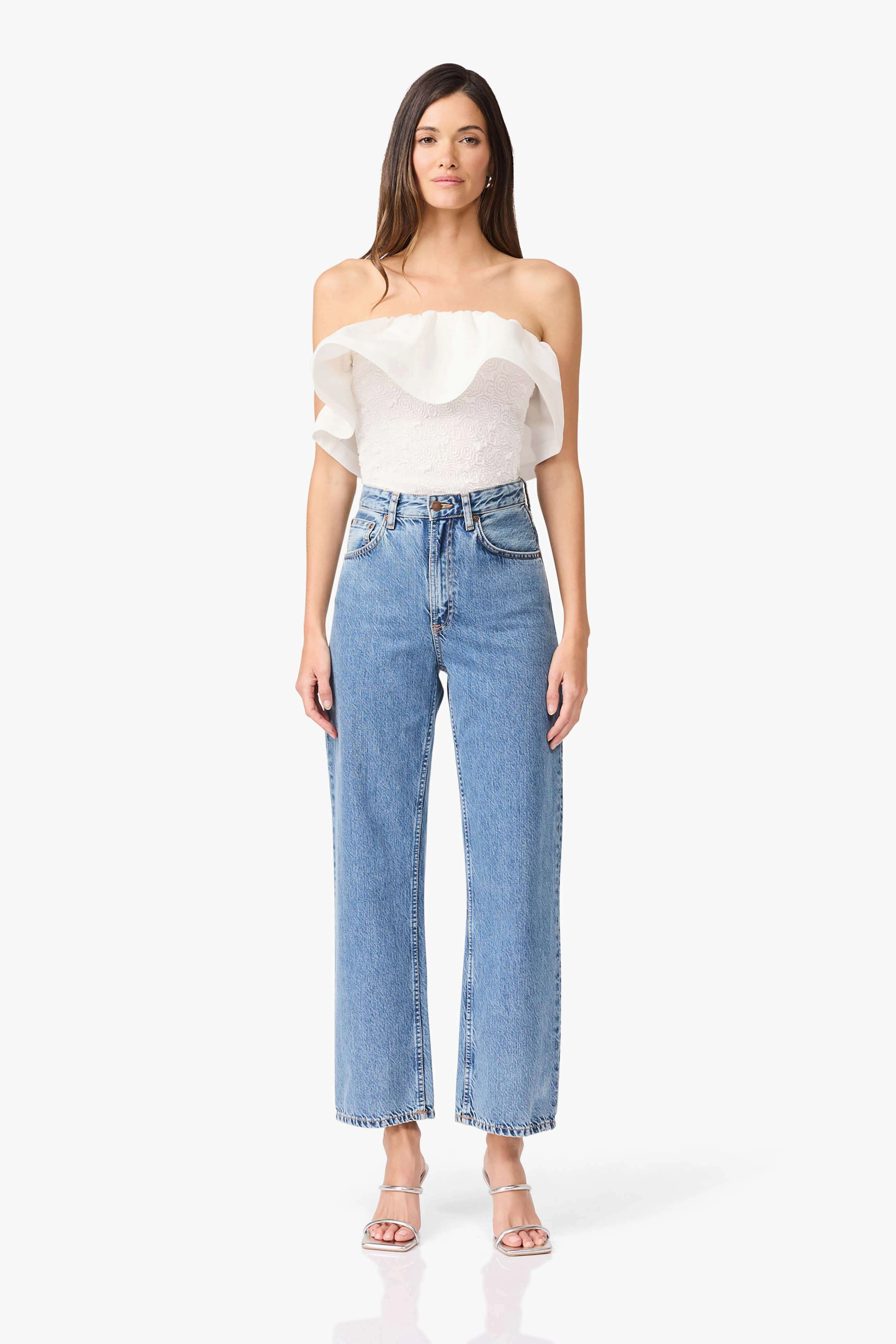 cut out Natural Form Dandelione Strapless Top in White