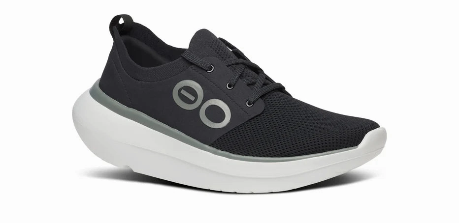 OOFOS OOMY STRIDE MEN'S BLACK/WHITE Rubber Traction