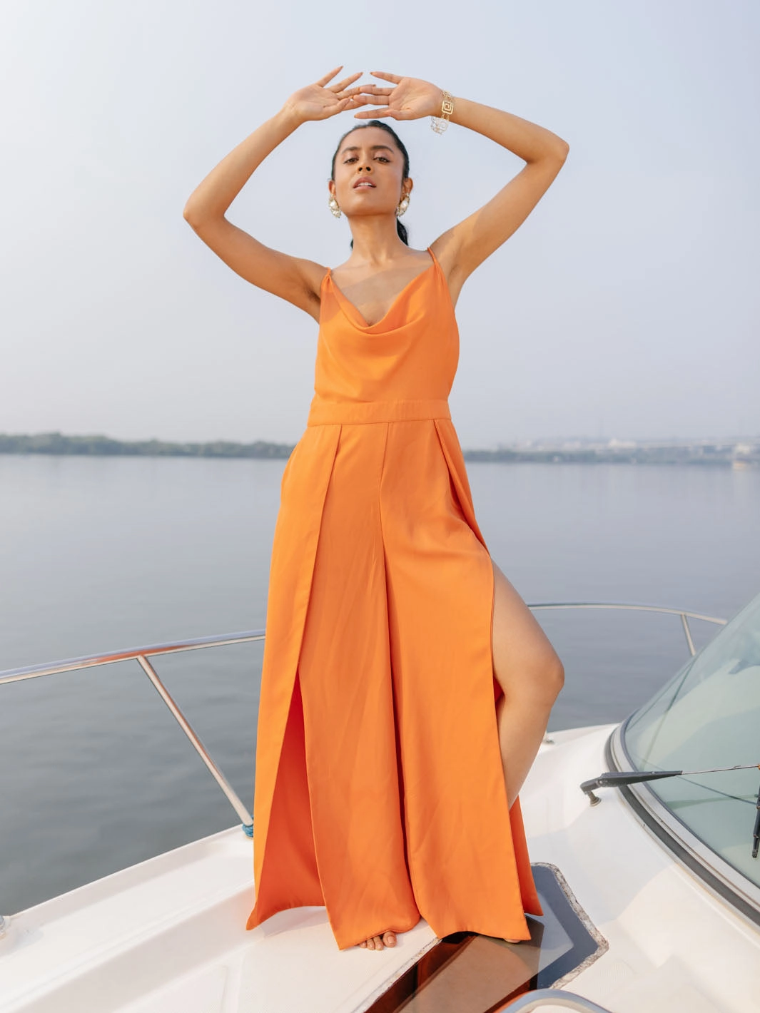 Chic Energy monochrome Opal Slit Jumpsuit