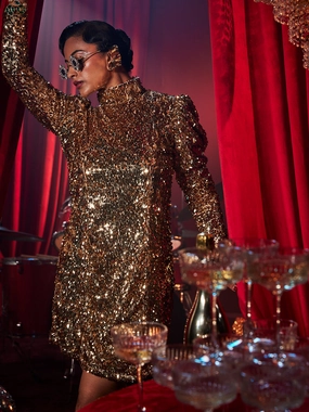 Mood Glow Autumn Ready Goldshim Dress