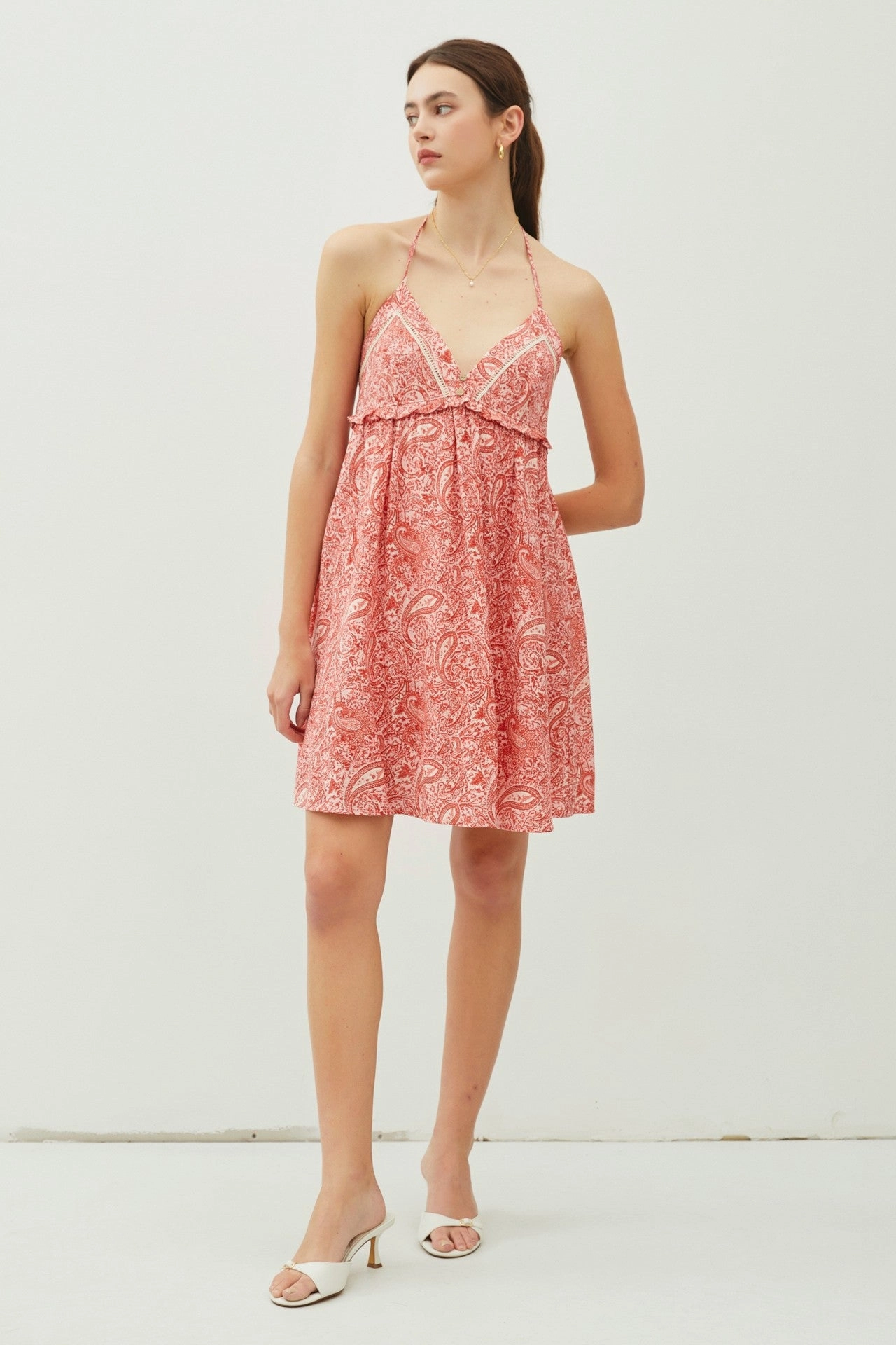 Playful and flirty dress Delicate Edge PAISLEY HALTER DRESS