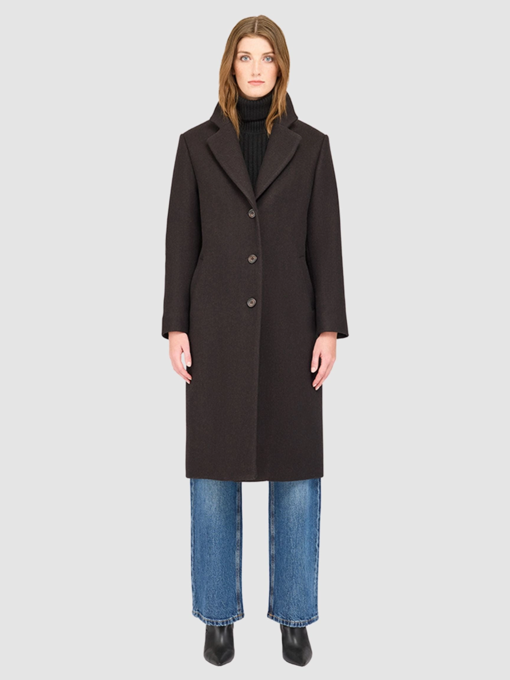 PAISLEY HERRINGBONE WOOL MID LENGTH COAT WindproofInterior