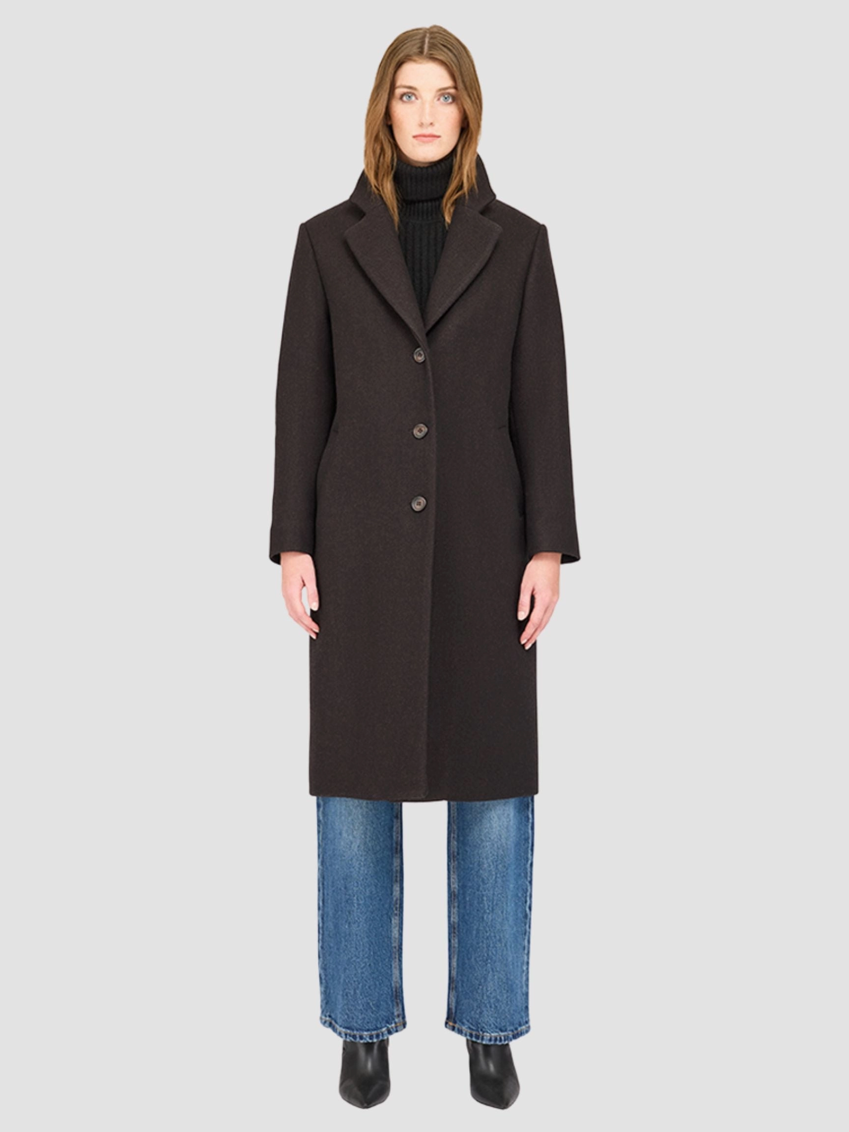 Shine Fit Functional Jacket PAISLEY HERRINGBONE WOOL MID LENGTH COAT