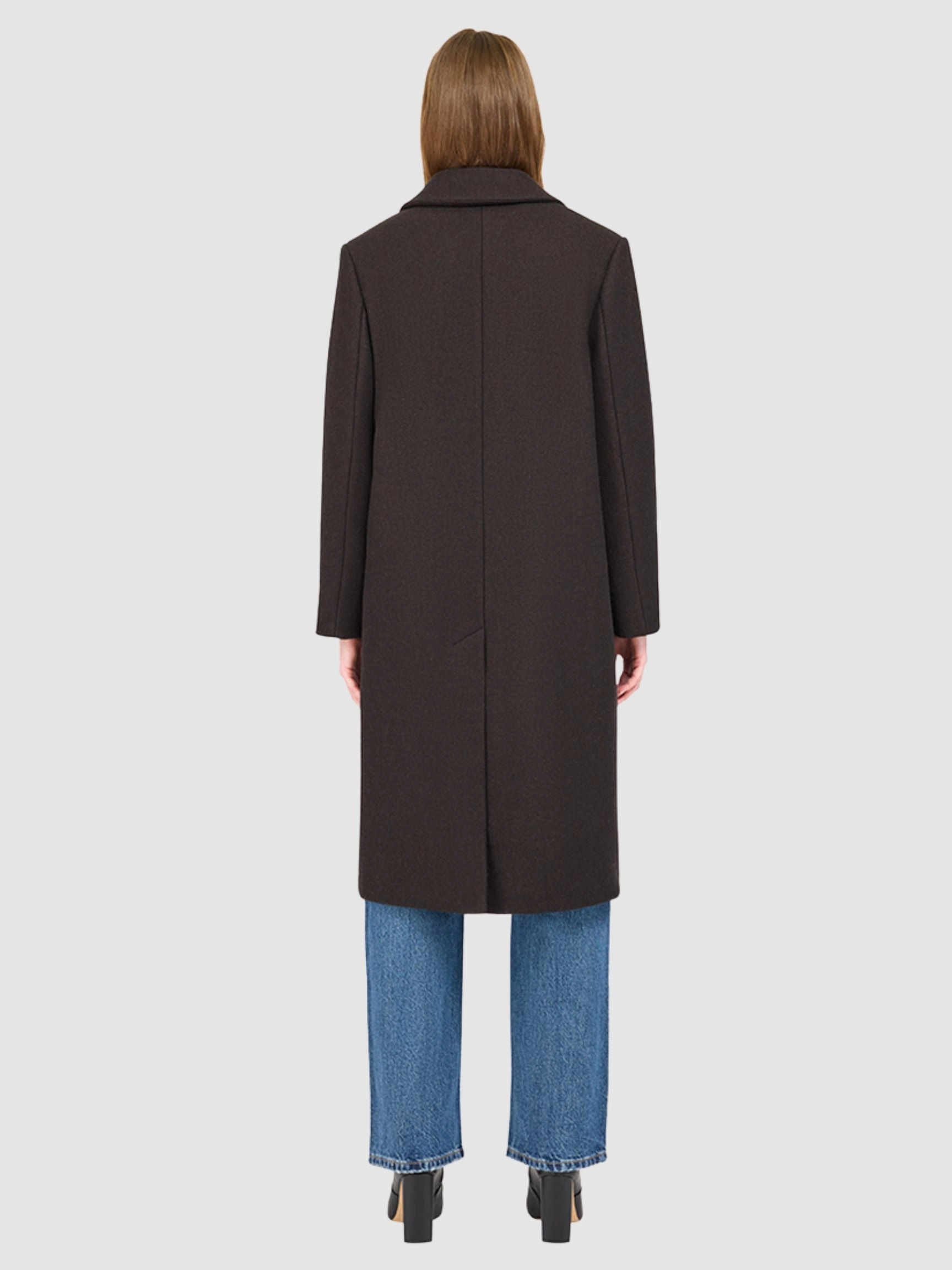 PAISLEY HERRINGBONE WOOL MID LENGTH COAT Beach Fit Chic Jacket