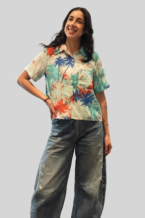 PALM TREE SHORT SLEEVE SHIRT WrinkleFreeTexture