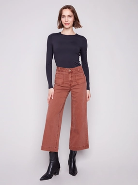 Patch Pocket Flare Twill Pants - Sepia Bold Traveler Gear Neutral Outfit Piece