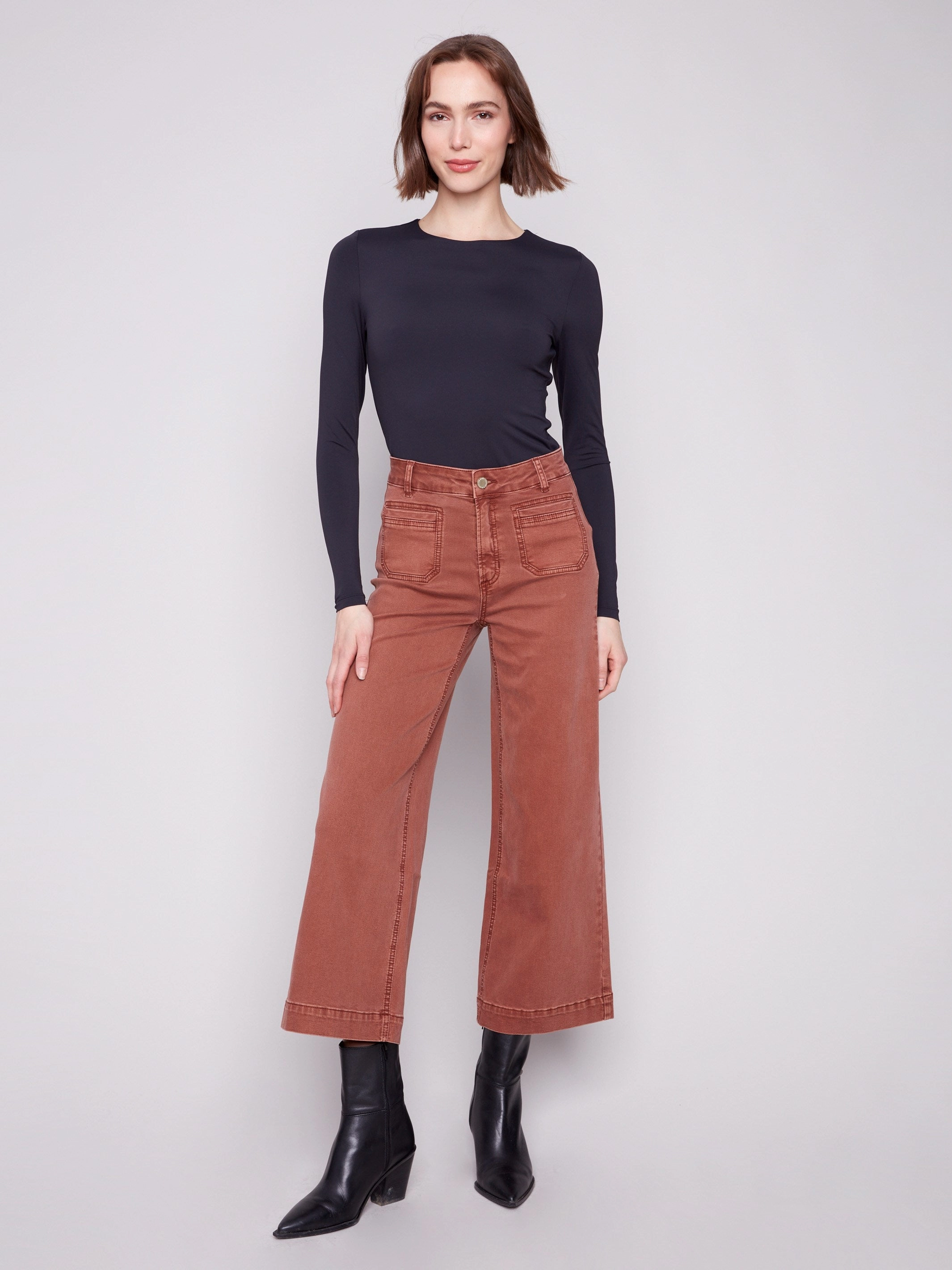 Patch Pocket Flare Twill Pants - Sepia Bold Traveler Gear Neutral Outfit Piece