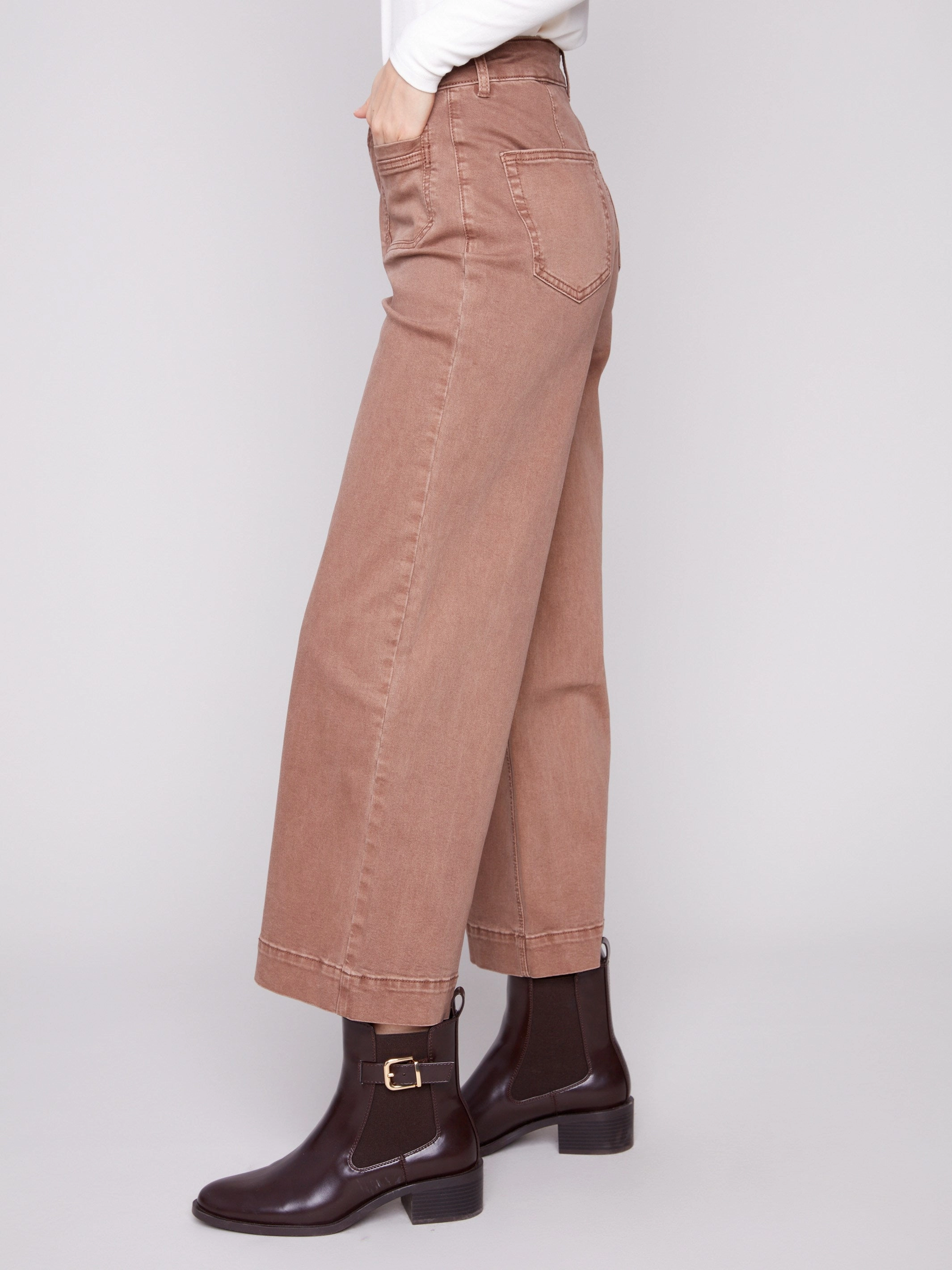 Patch Pocket Flare Twill Pants - Truffle Modern Spring Mood