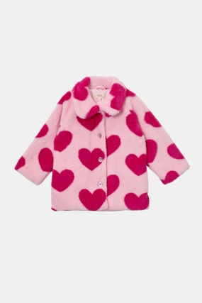 Convertible styles Water Repellent Coating Hearts Kids Faux Fur Jacket