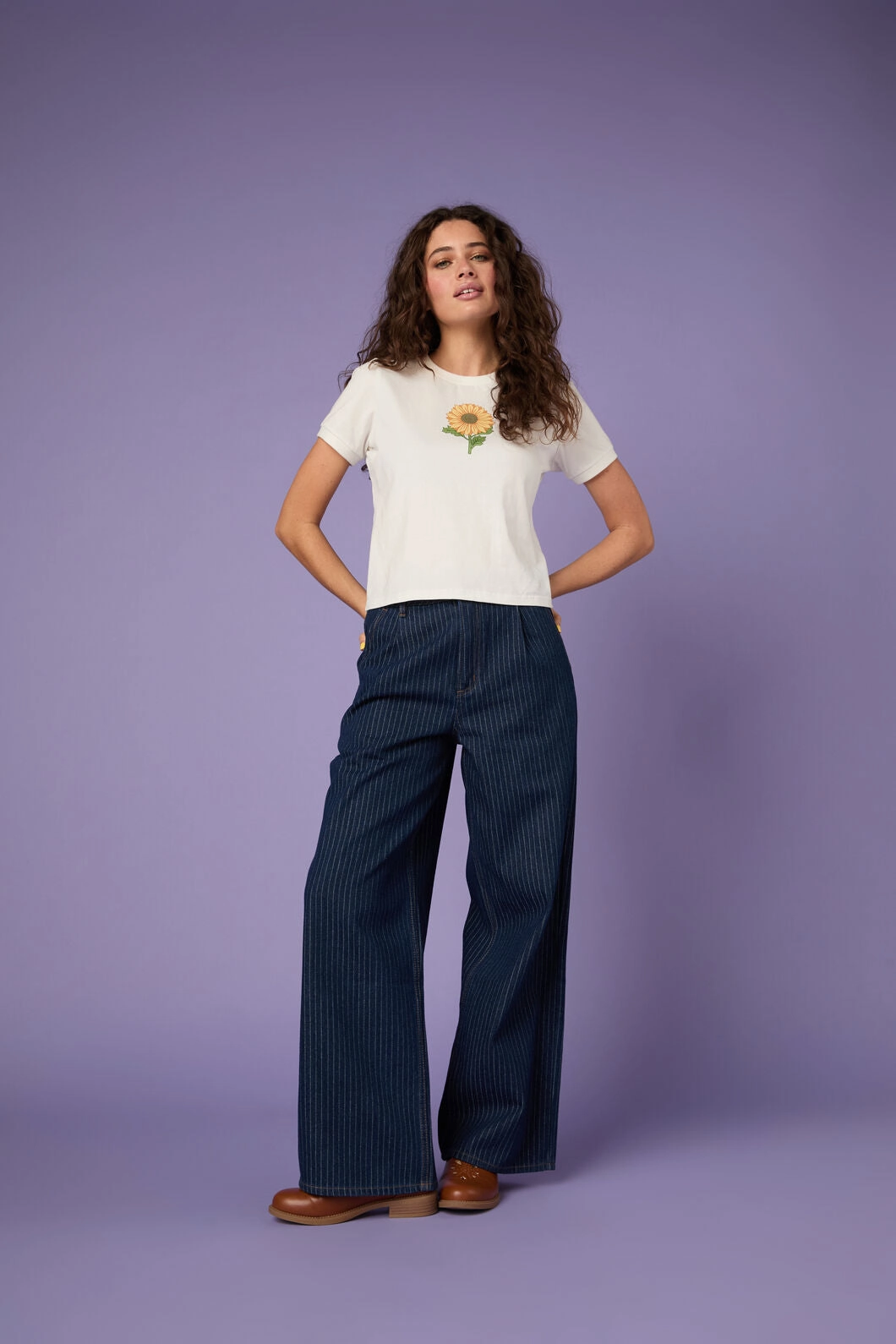 Pinstripe Relaxed Jean Professional Wear Premium Winter Warmth Everyday Loose