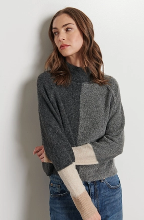PIPPA COLOUR BLOCK MOCK NECK SWEATER MinimalistStyle MatteFinishTexture