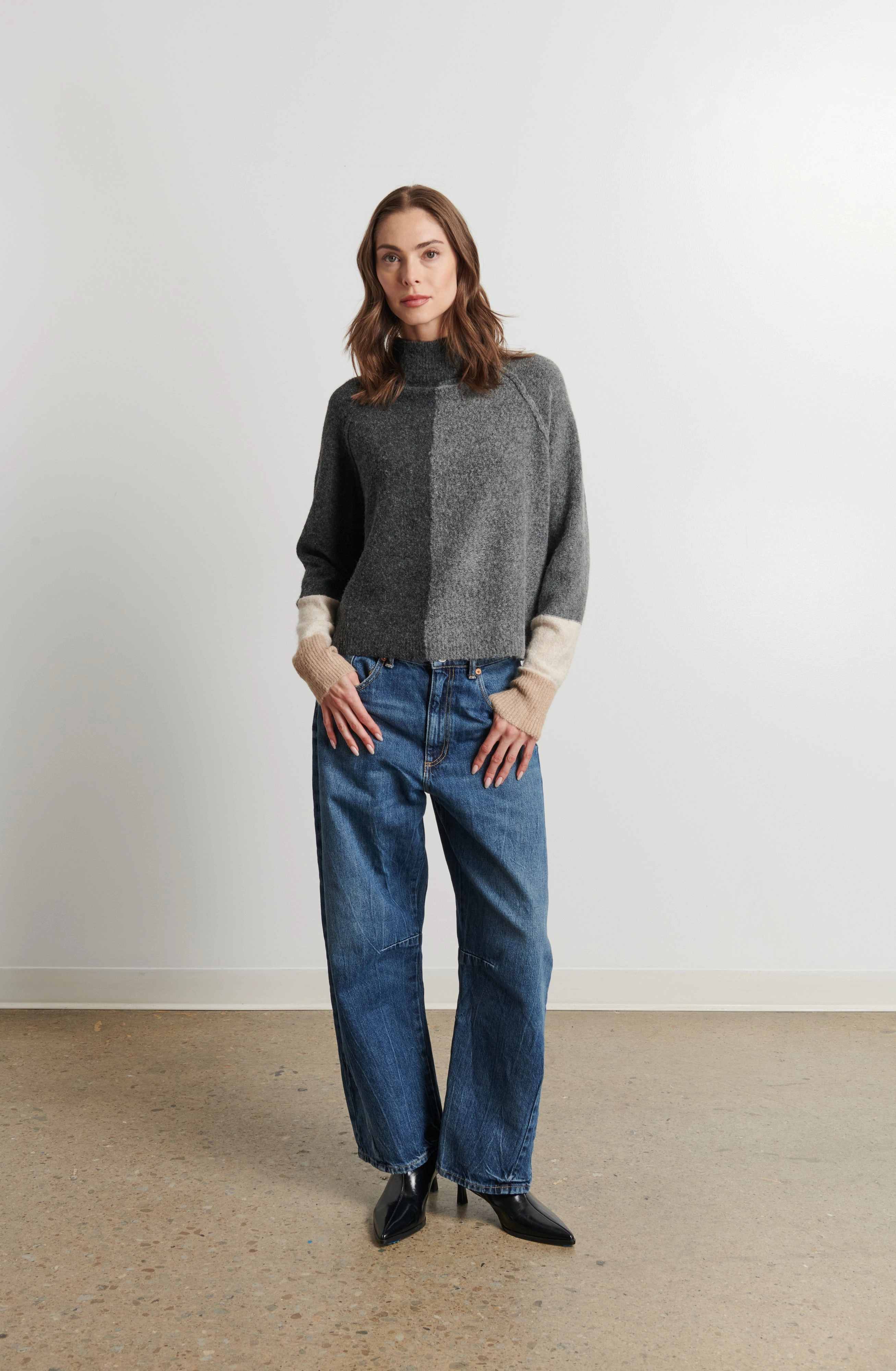 NonChafe PIPPA COLOUR BLOCK MOCK NECK SWEATER