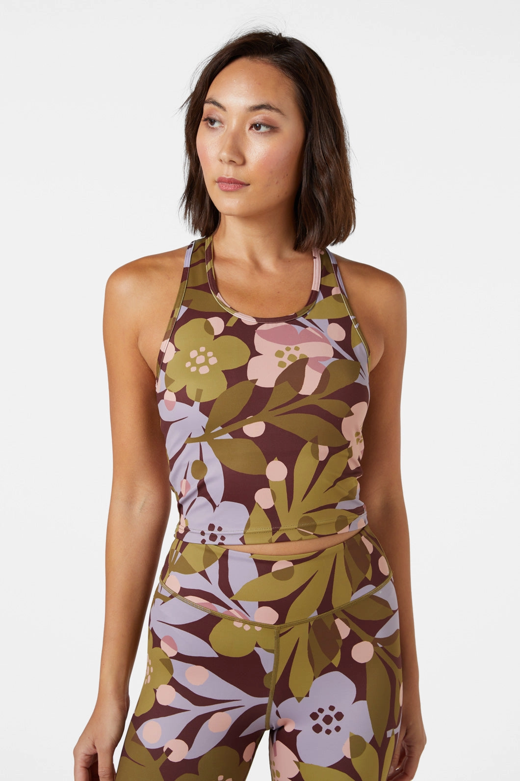 Pippa Floral Cropped Tank SoftTouchFinish Wrinkle Resistant Weave