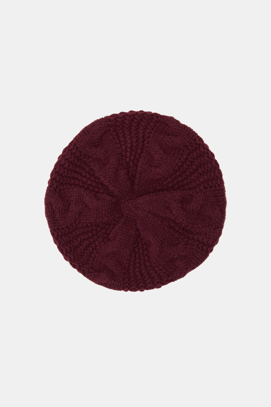 Flex Fit Plum Cable Knit Beret