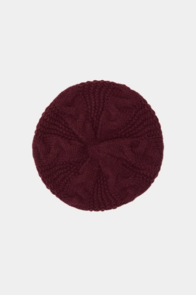 Flex Fit Plum Cable Knit Beret