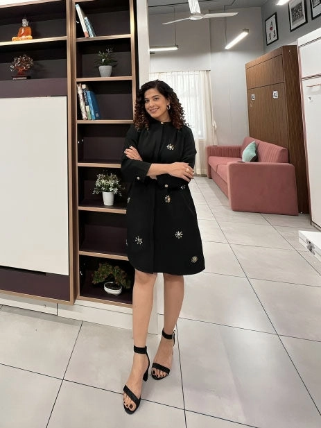 Starry Night Short Dress Cool Fabric