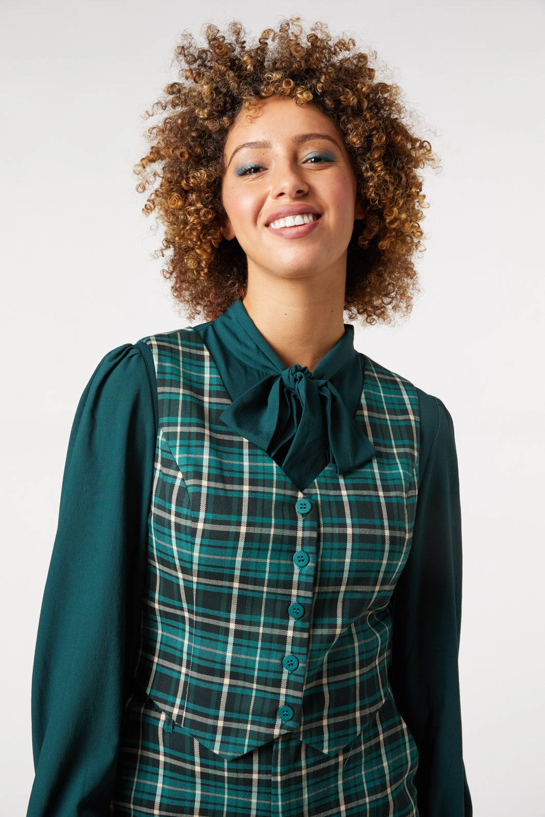 Amber Check Vest AntiSnag Lining Material ConvertibleCollar