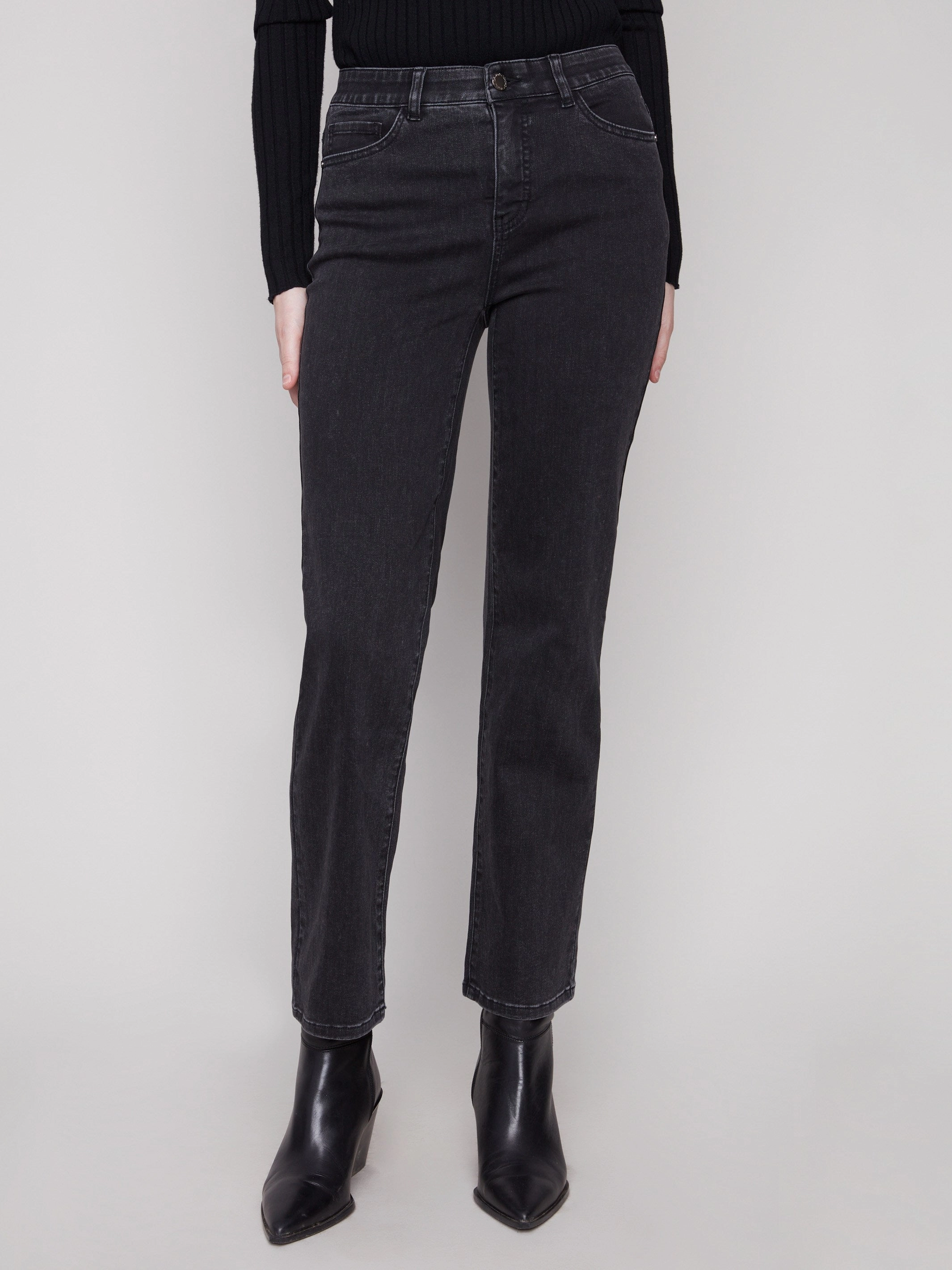 Straight Leg Jeans - Charcoal Fresh Look