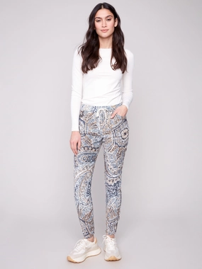 Printed Crinkle Suede Jogger Pants - Bohemian Breathable Base Commuter Fit