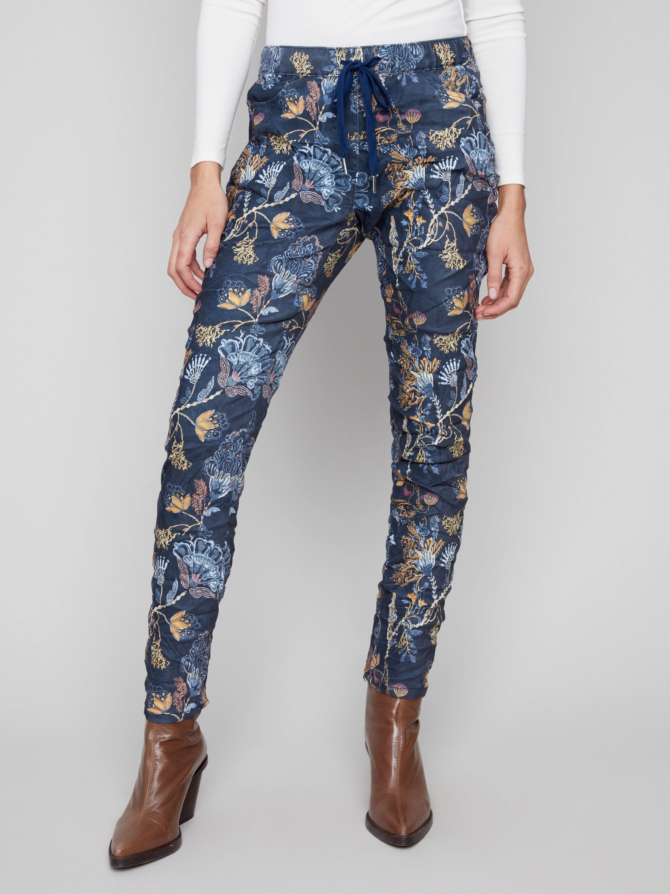 Printed Crinkle Suede Jogger Pants - Rio Water Repellent Modern Comfort