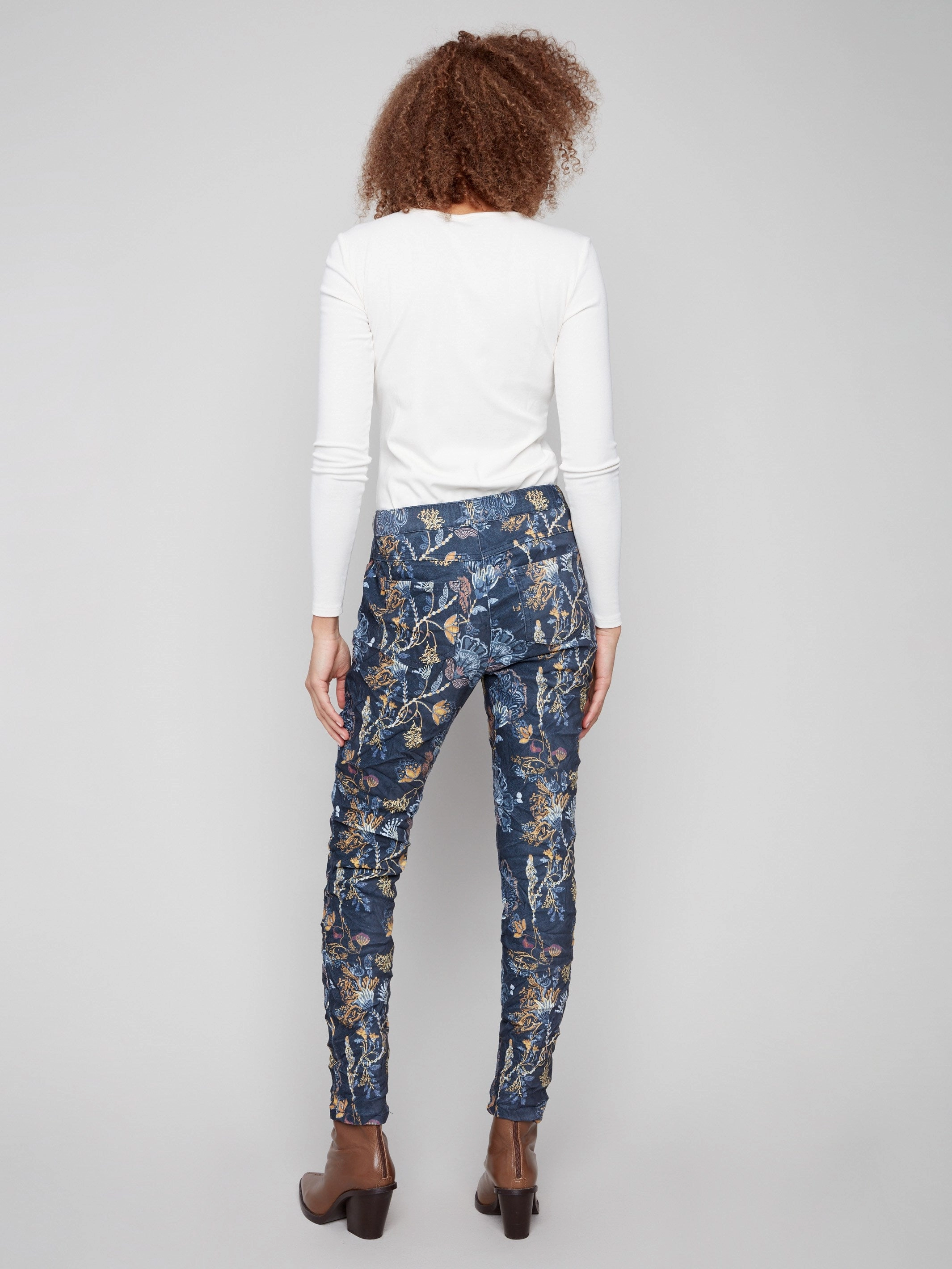 Printed Crinkle Suede Jogger Pants - Rio Casual Performance Seasonal Wear
