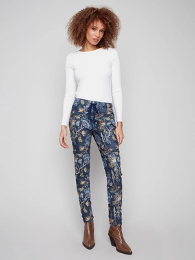 Neutral Style Printed Crinkle Suede Jogger Pants - Rio