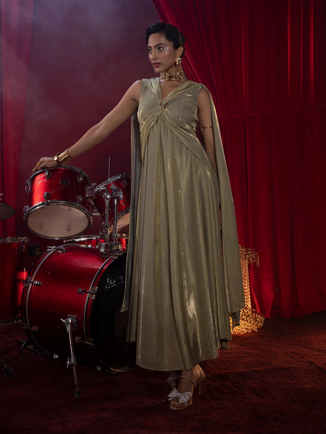 Casual and Comfy Scandi Clean Donatella Golden Glow Evening Gown