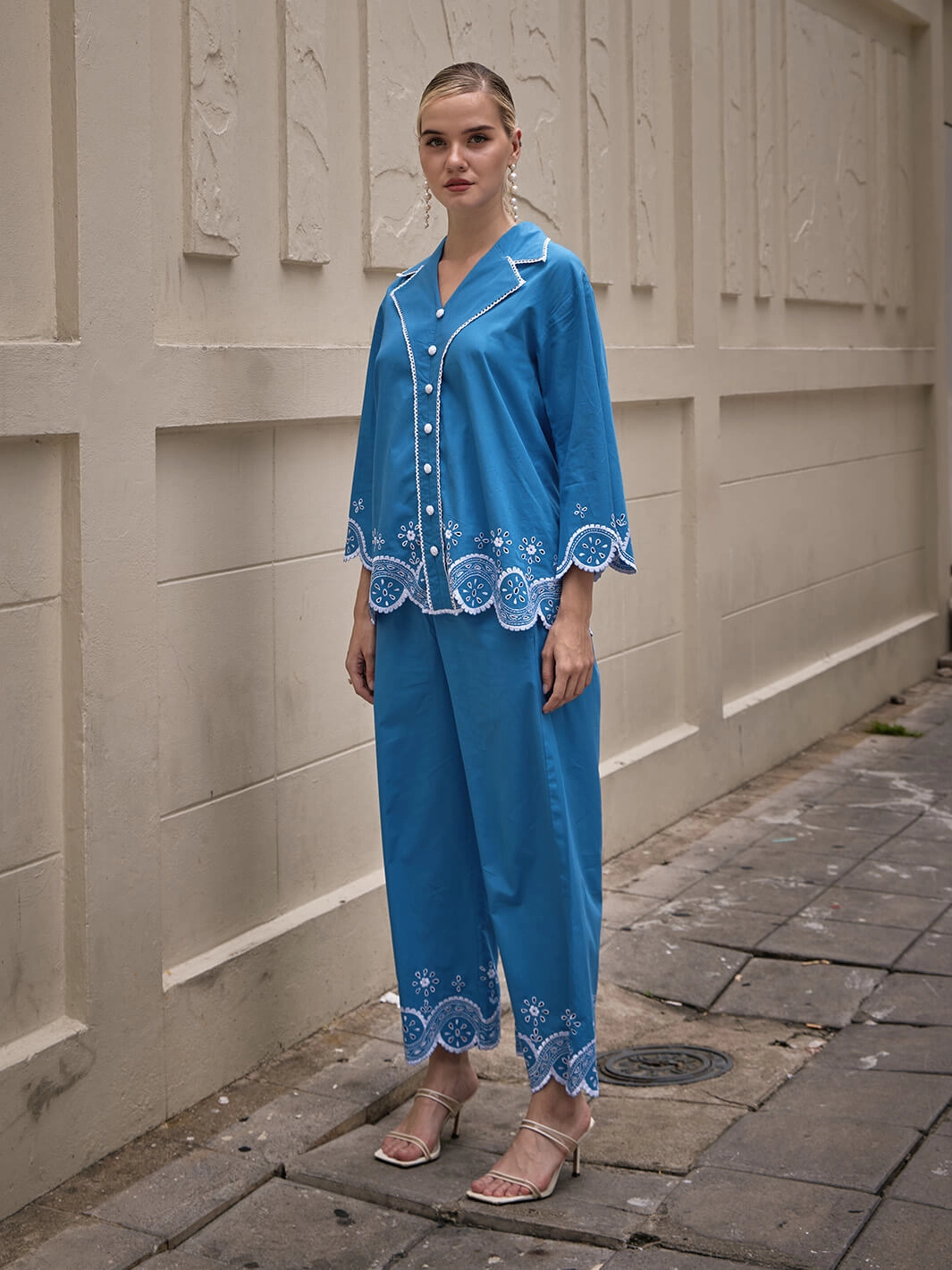 Cyrus Blue Bell Pant Sunset Scene All Fit Style