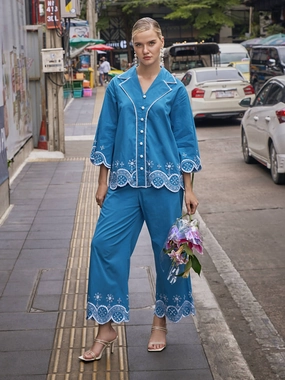 Cyrus Blue Bell Pant Elegant Style