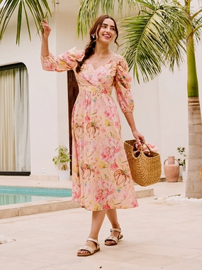 Trend Appeal Prunus Strappy Maxi Cotton Dress