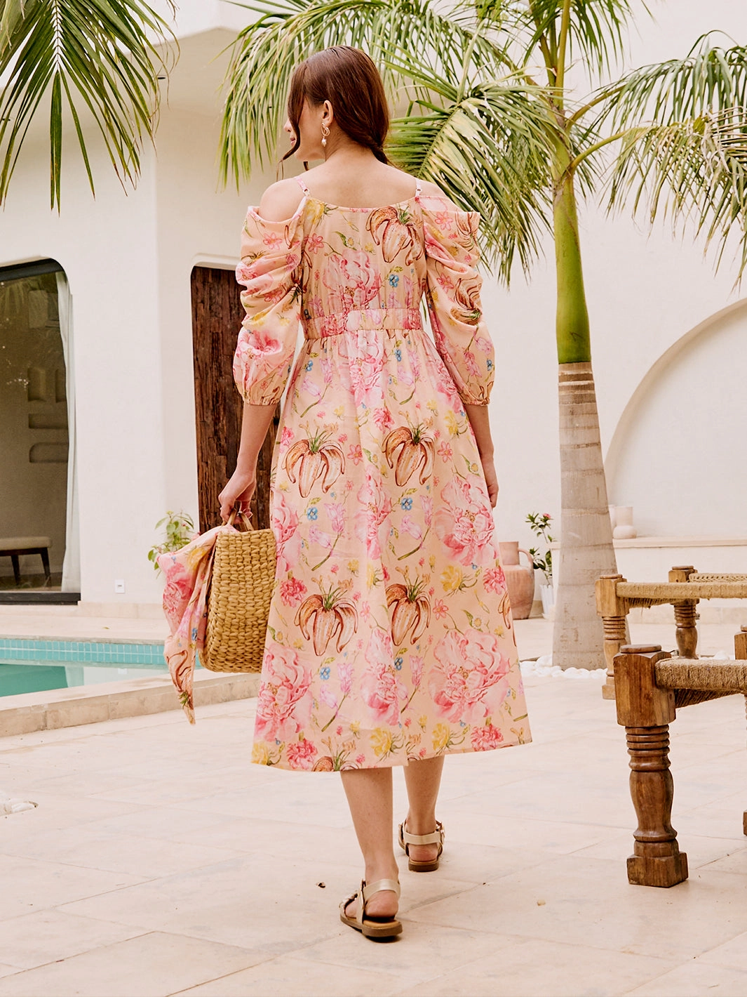 Prunus Strappy Maxi Cotton Dress Modern Appearance Tailored Mood