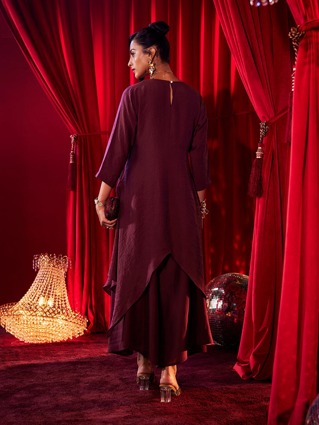 Simple Form Timeless Fashion Lilia Wine Embroidered Co-ord set