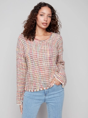 Refined Replace Novelty Yarn Crochet Sweater - Multicolor