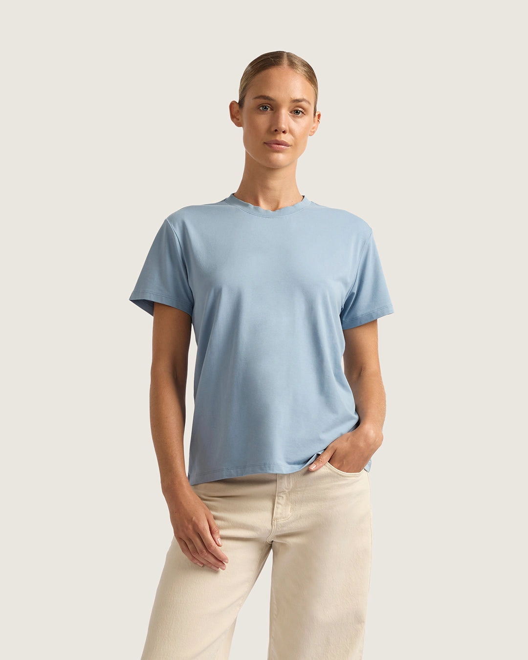 Women's Classic Crew Neck T-Shirt - Sky Blue Eco-Friendly Material Leader Fit