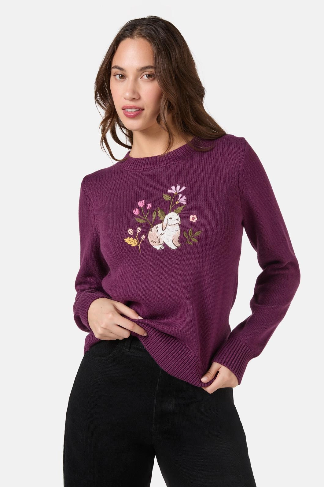 Sleek Fit Rabbit Embroidered Jumper